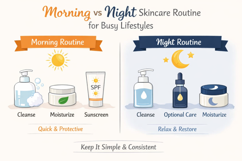 Morning vs Night Skincare Routine for Busy Lifestyles